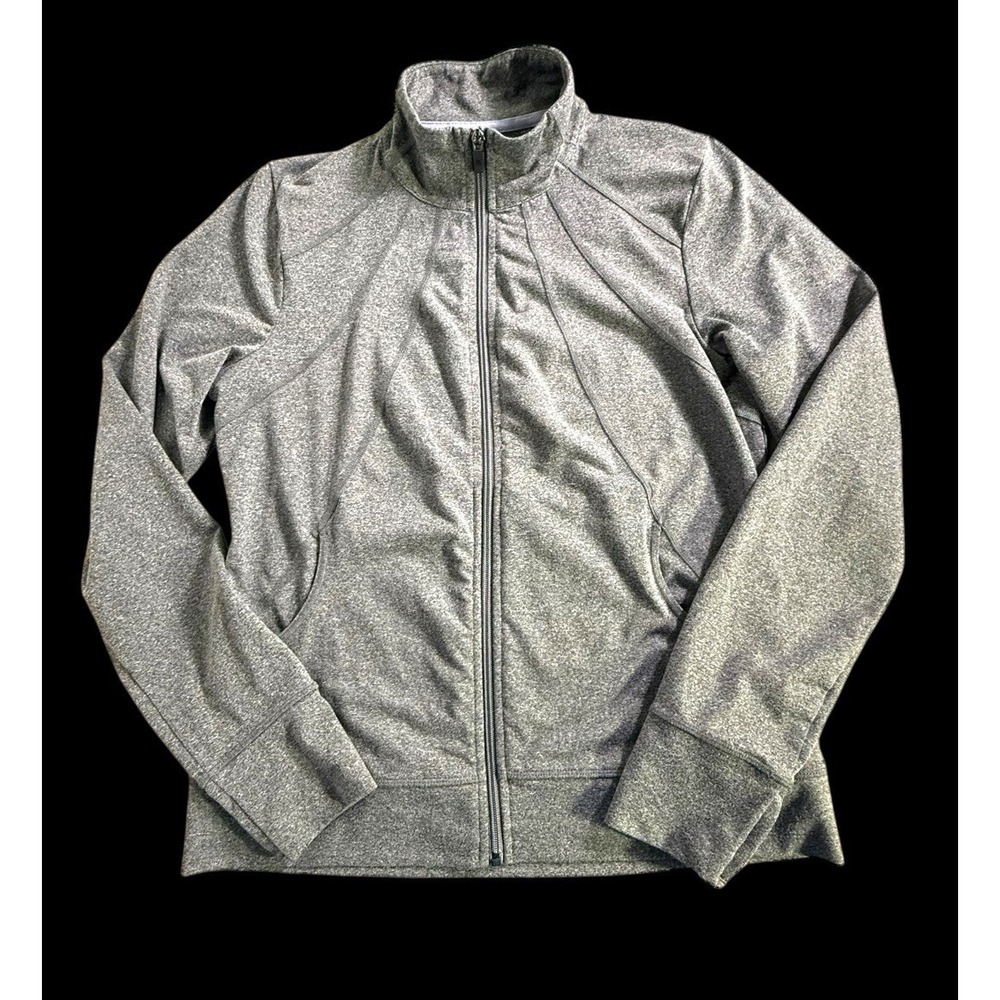 Xersion Women's Size Medium Fit Full Zip Lightweight Gray Thumb Holes Pockets